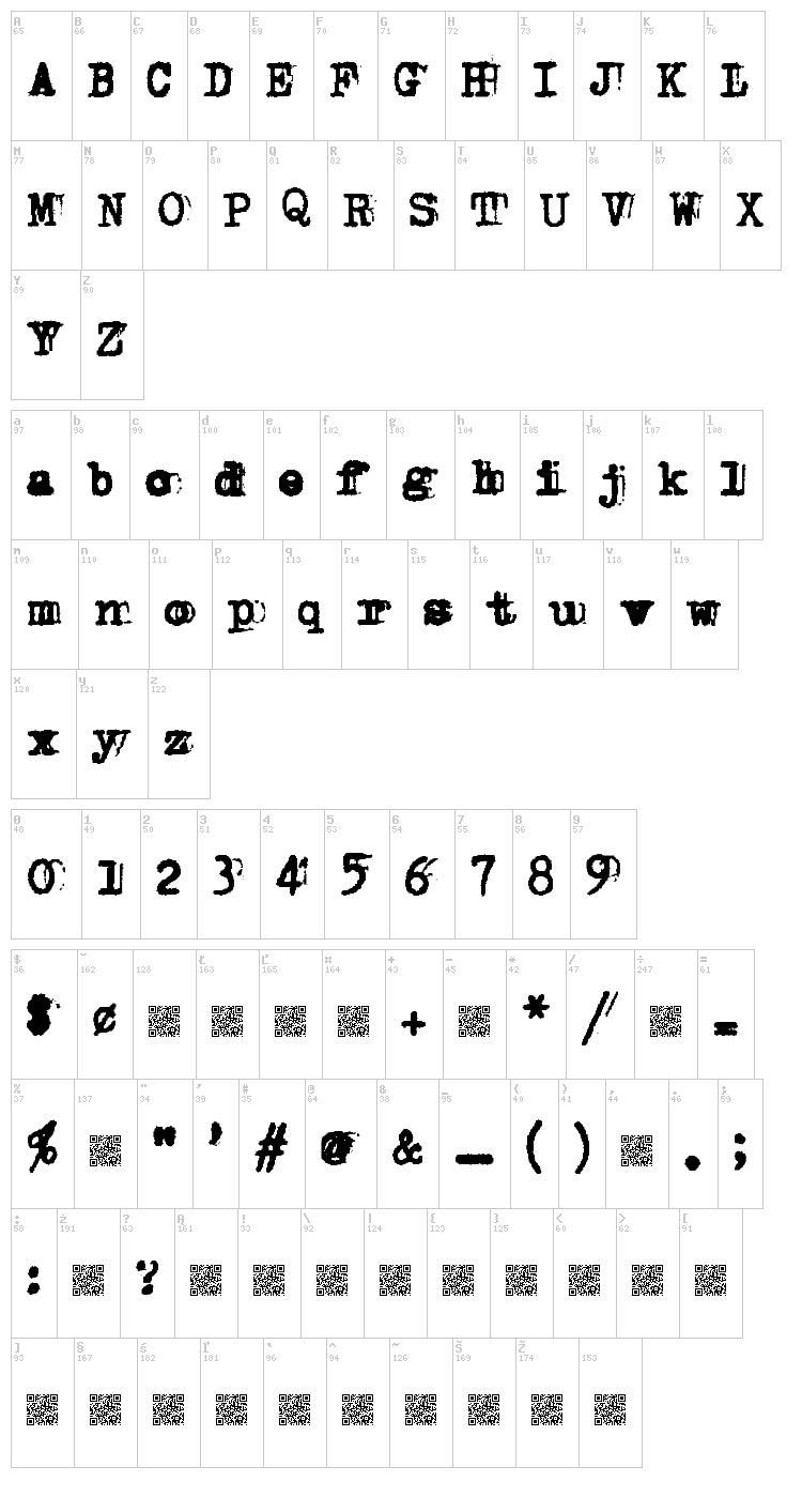 Double Studio font map